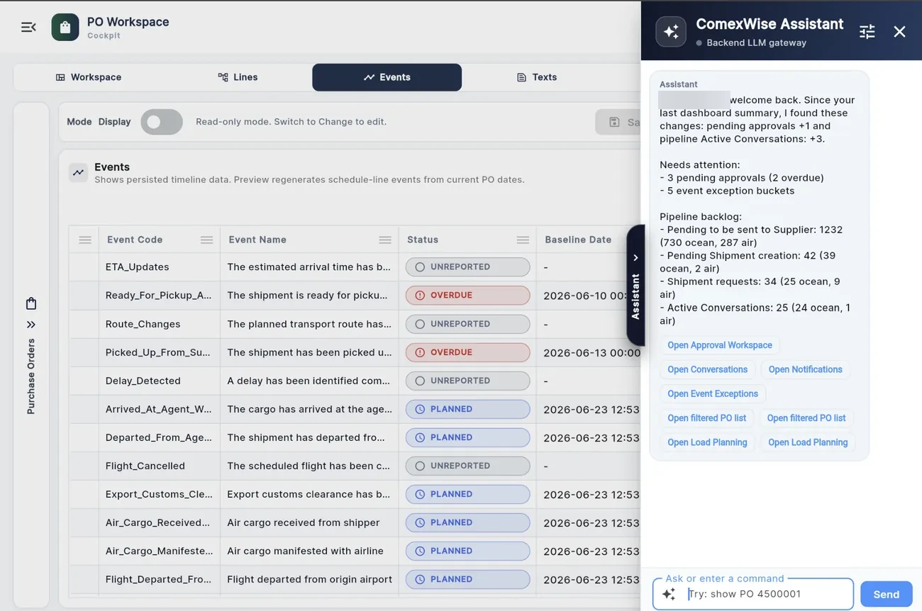 ComexWise assistant in product